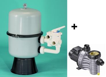 Filter Schwimm technologie, durch. 400 mm, mit Seitenventil 1 1/2" + Wasserpumpe 6 m³/h, 230V